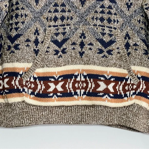 Lucky Brand Patterned Hooded Sweater – Tan, XL - Picture 4 of 11
